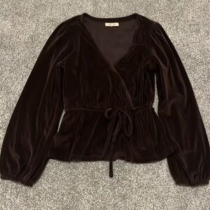 Madewell ribbed velour top. Very deep purple.